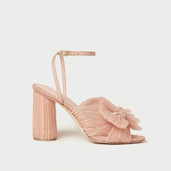 New Loeffler Randall Camellia Pleated Bow Heels Shoes in Beauty Nude Pink 7.5 - Picture 1 of 12